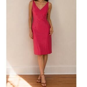 Vintage Y2K Ann Taylor 100% Silk Pink Cocktail Dress Formal Wedding Guest size 6